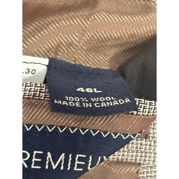 Cremieux Collection 46L Wool Blazer Loro Piana Fabric Windowpane Plaid Canada
